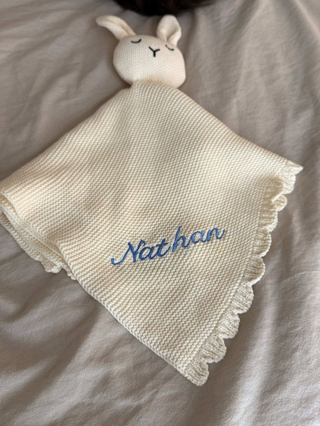 Custom Machine Embroidered Organic Cotton Blanket
