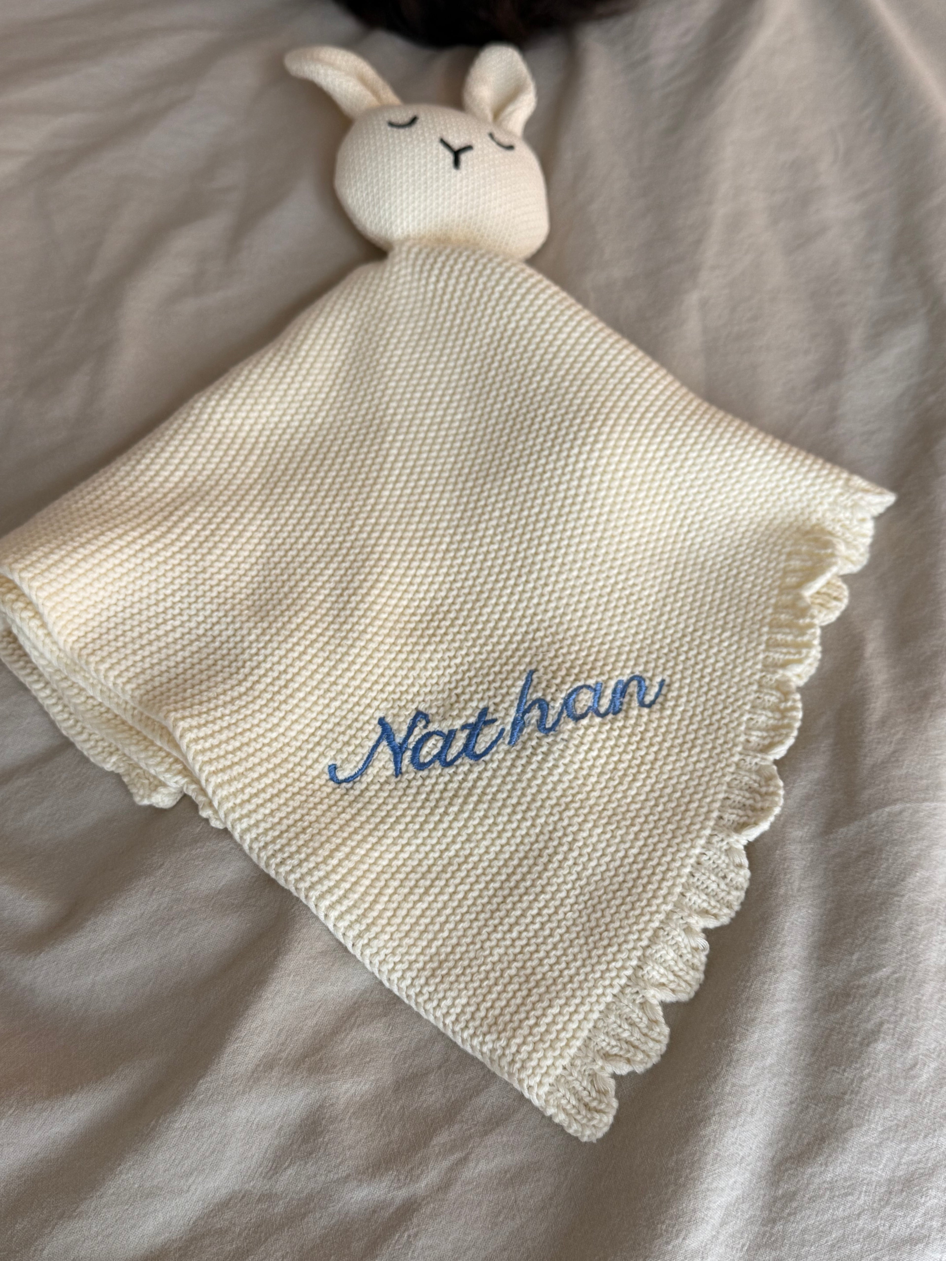 Custom Machine Embroidered Organic Cotton Blanket