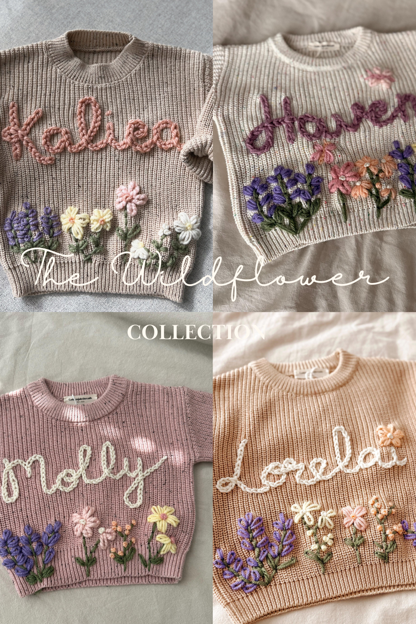 Personalized Custom Hand-Embroidered Baby/Toddler Name Sweater