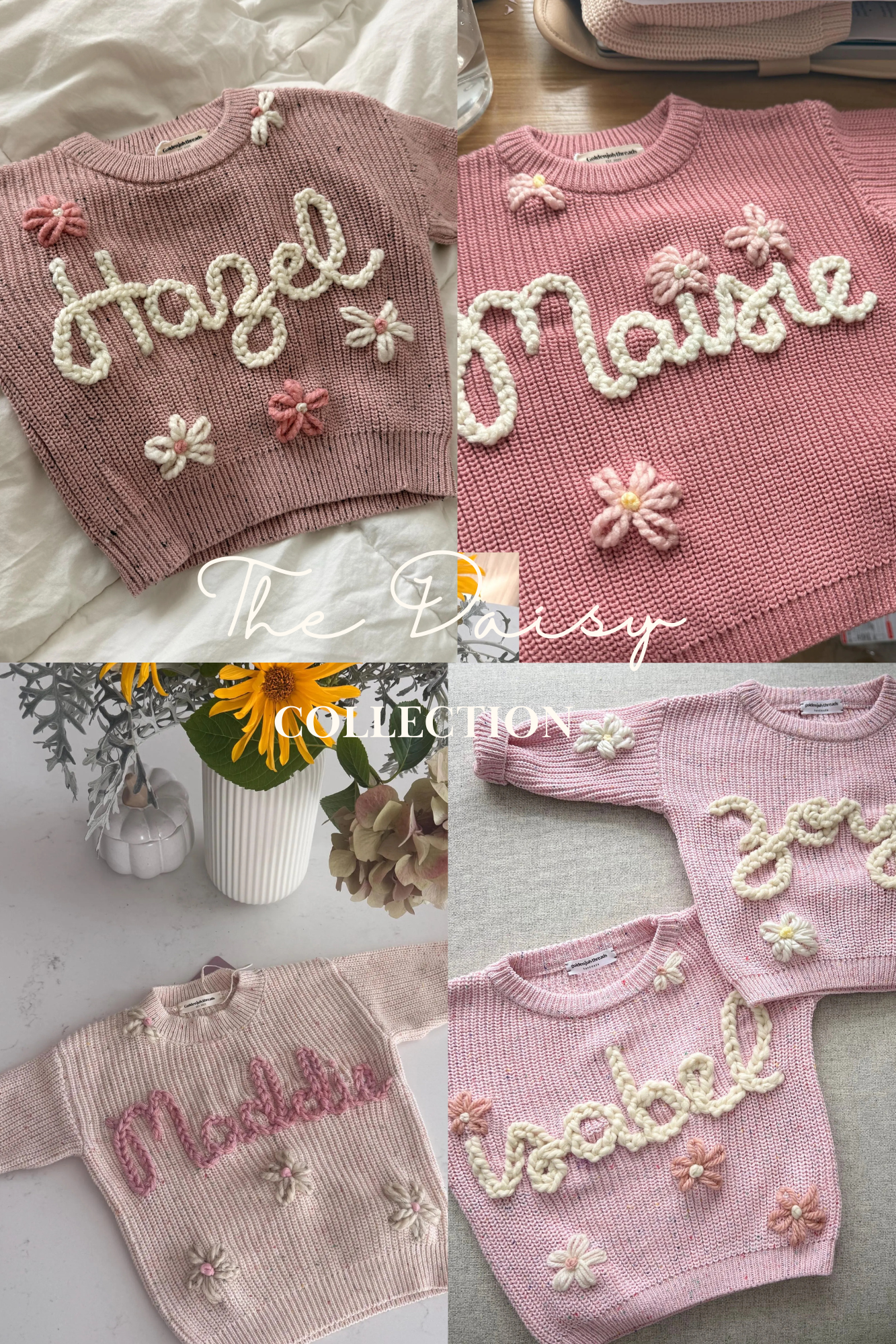 Personalized Custom Hand-Embroidered Baby/Toddler Name Sweater