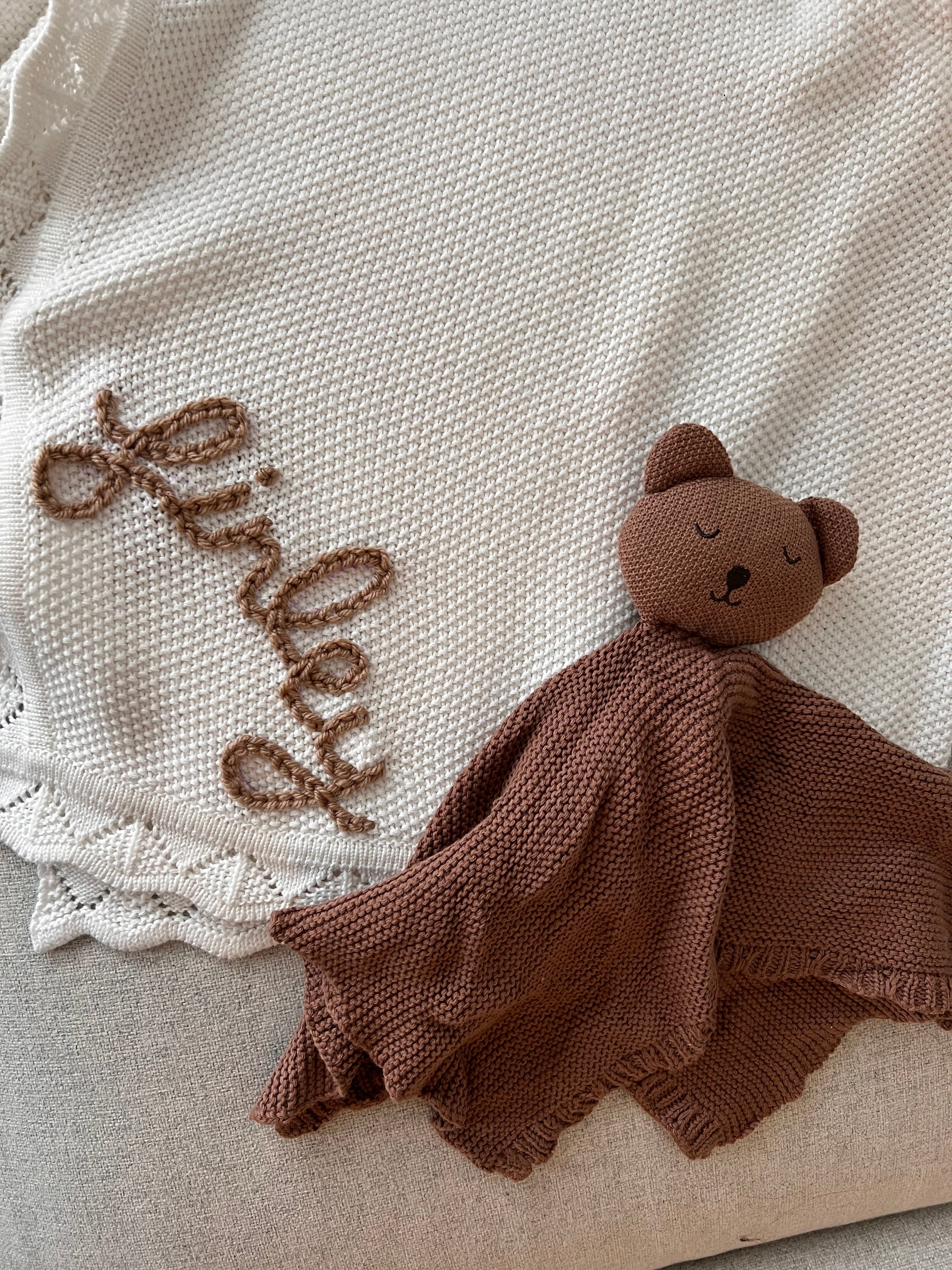 Custom Hand Embroidered Blanket & Lovey Bundle