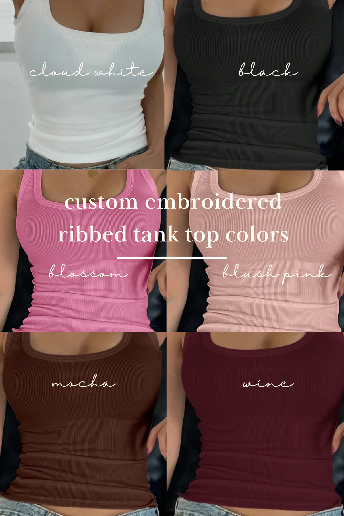 Custom Embroidered High-Neck Tanks | Bachelorette &amp; Bridal Party Tops