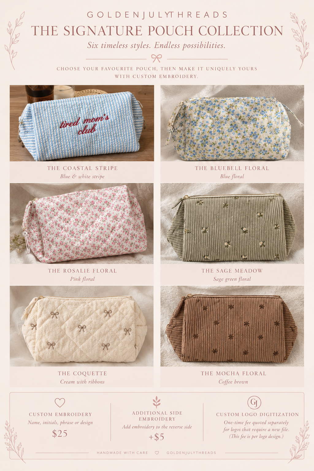 Custom Embroidered Cosmetic Pouch