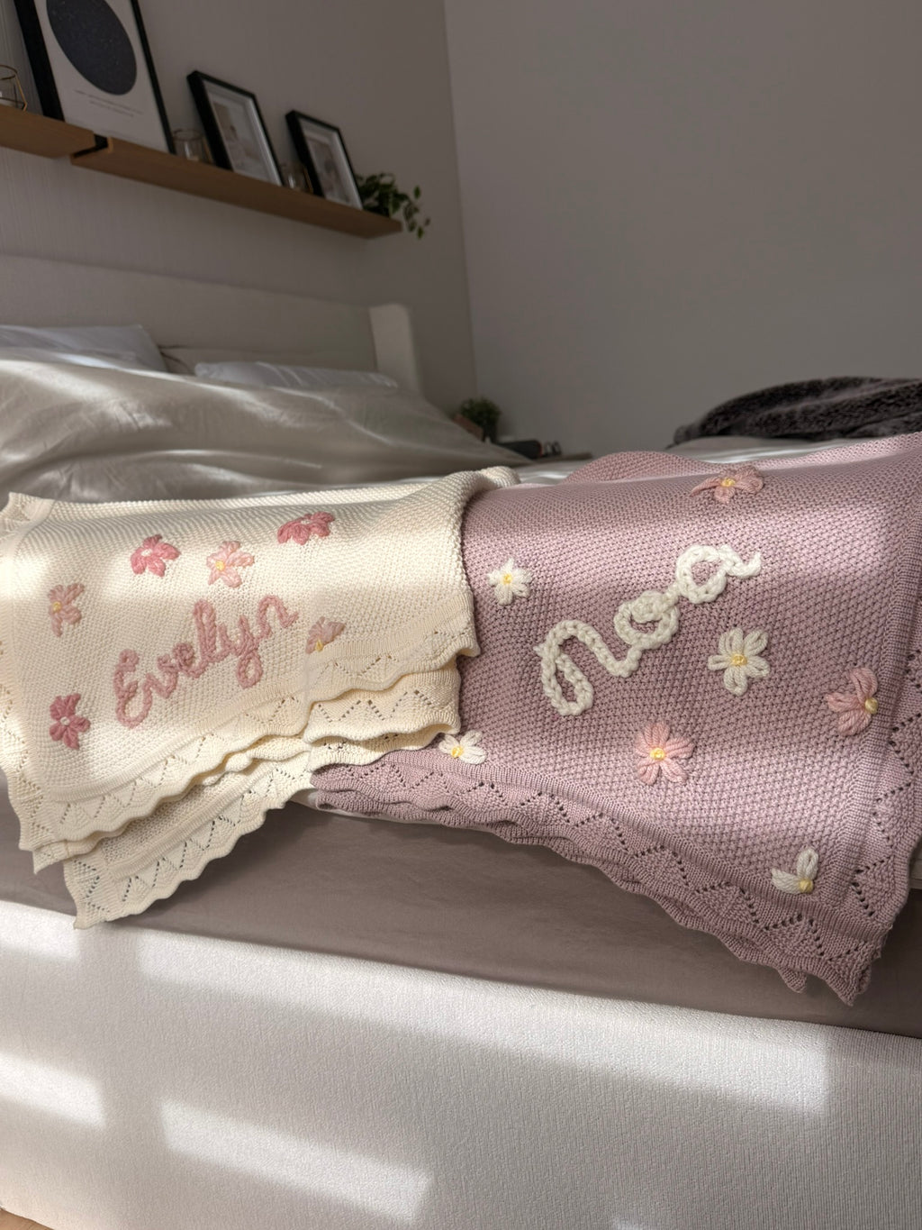 Custom Hand Embroidered Organic Cotton Blanket