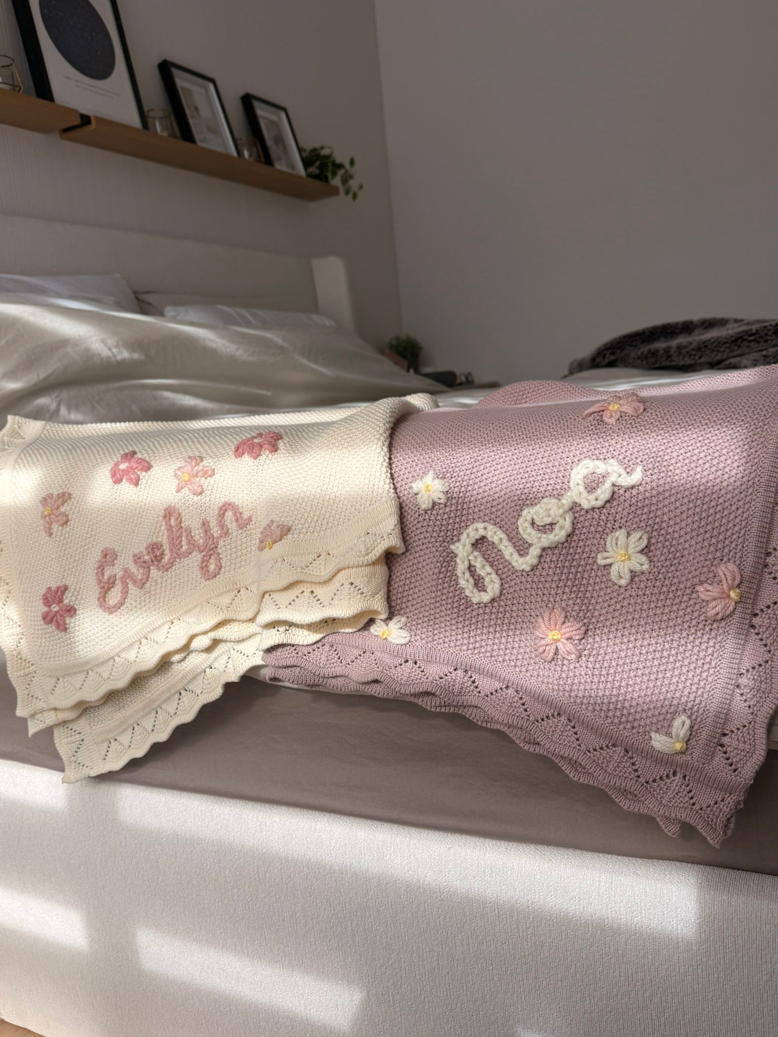 Custom Hand Embroidered Organic Cotton Blanket