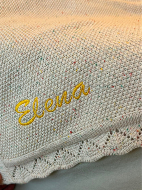 Custom Machine Embroidered Organic Cotton Blanket