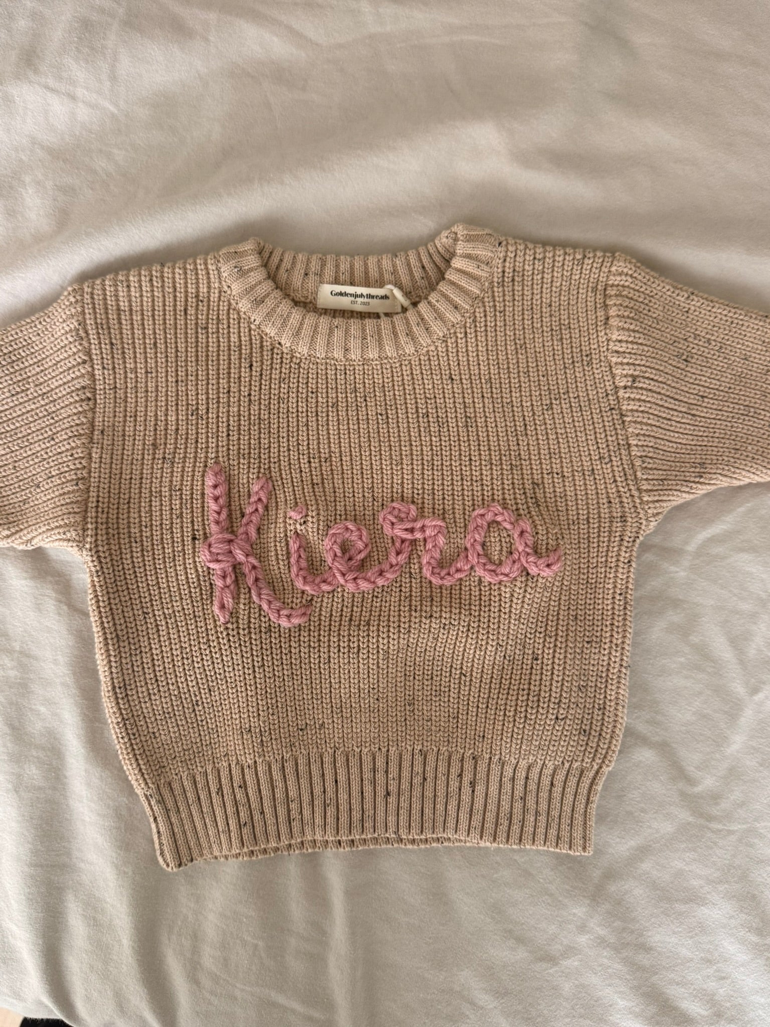 Personalized Custom Hand-Embroidered Baby/Toddler Name Sweater