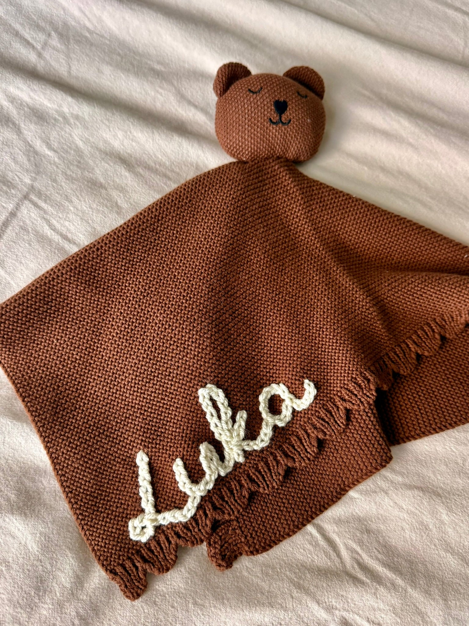 Personalized Custom Hand-Embroidered Knit Lovey