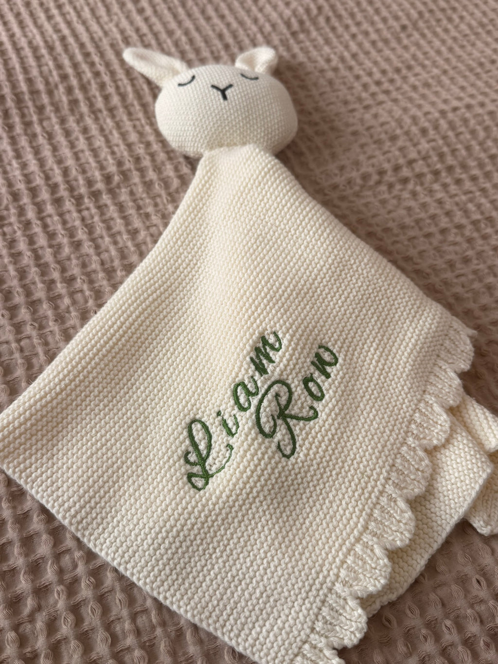 Custom Machine Embroidered Organic Cotton Blanket