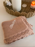 Custom Machine Embroidered Organic Cotton Blanket