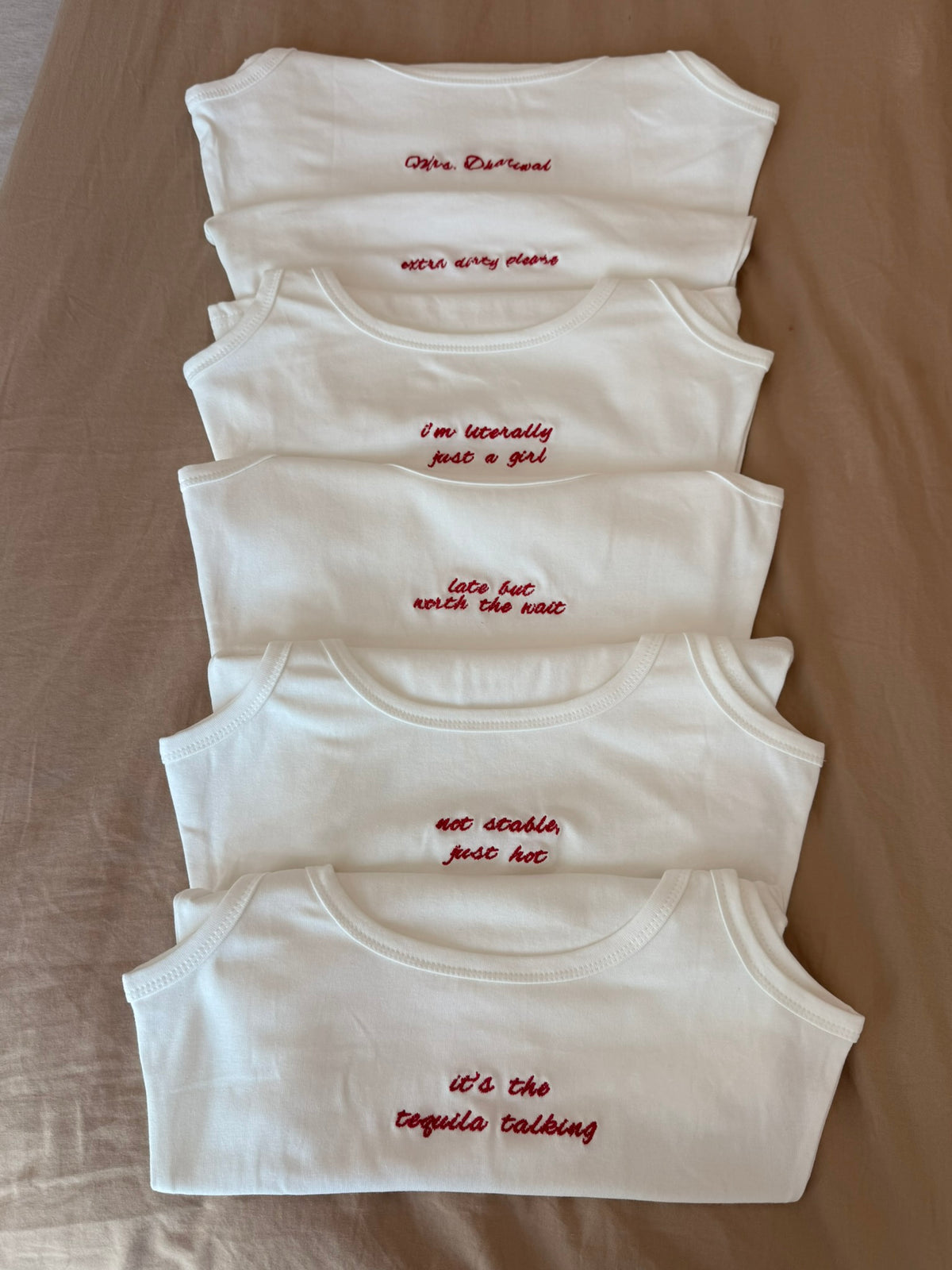 Custom Embroidered High-Neck Tanks | Bachelorette &amp; Bridal Party Tops