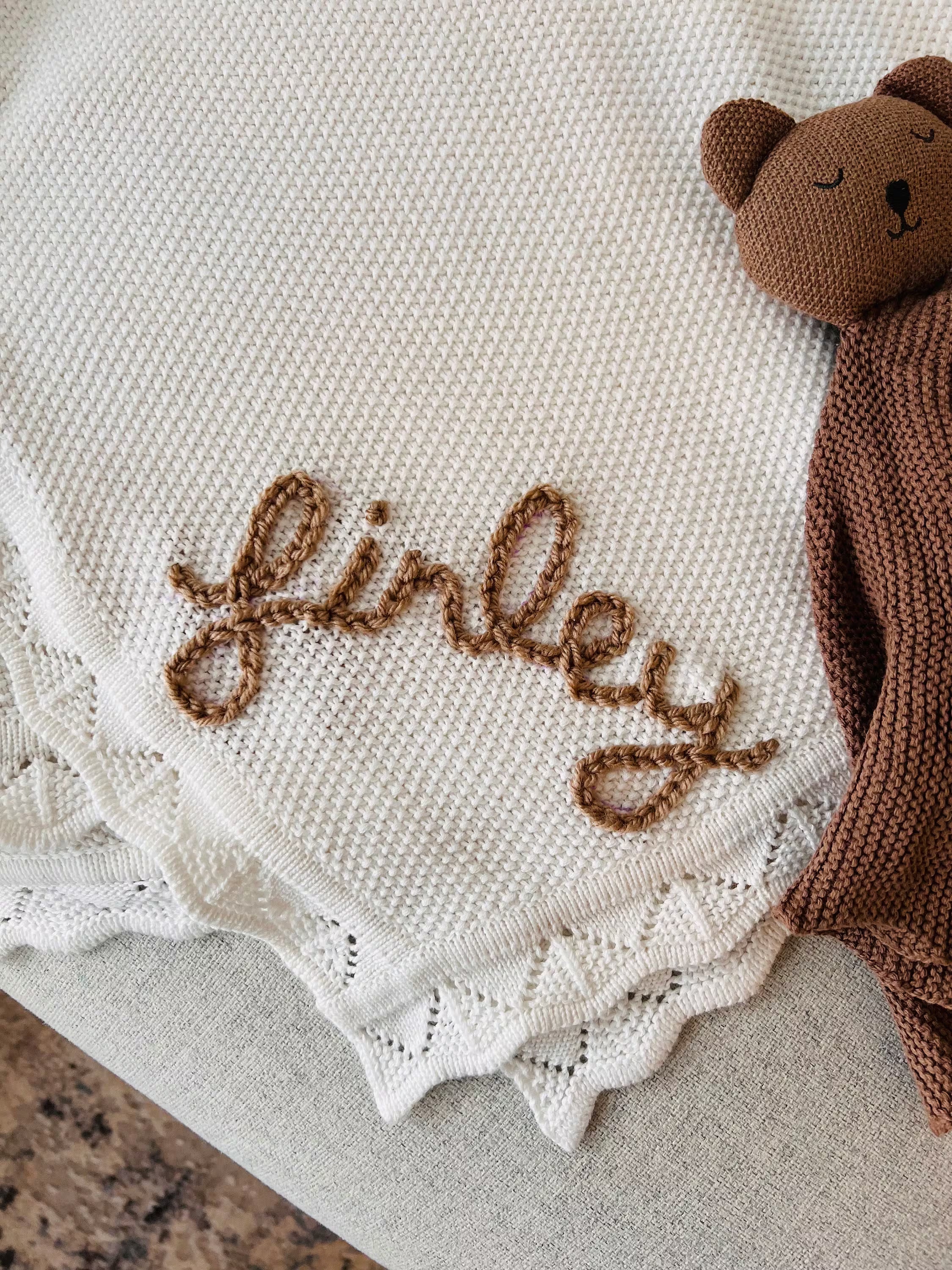 Custom Hand Embroidered Blanket & Lovey Bundle