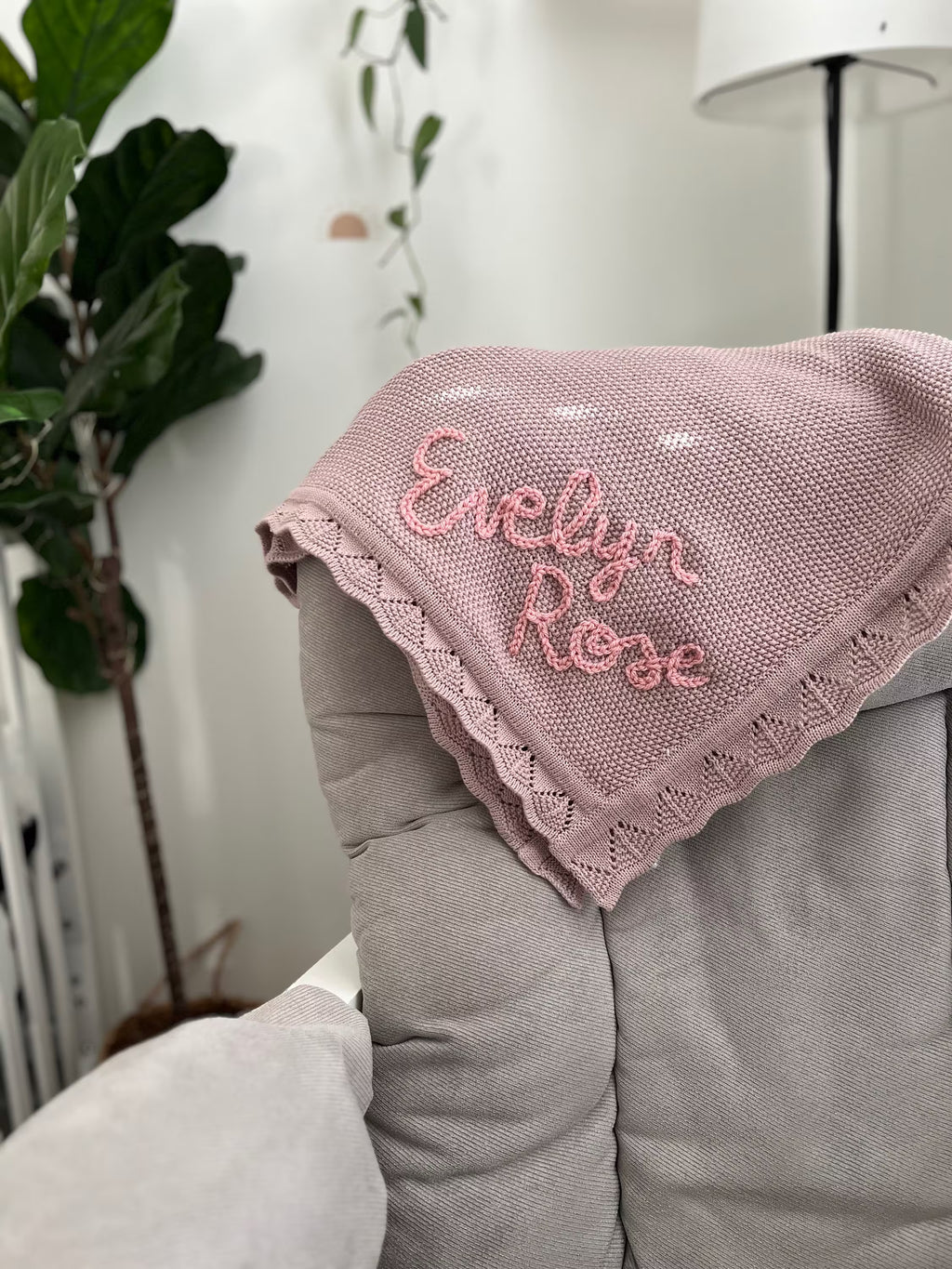 Custom Hand Embroidered Organic Cotton Blanket