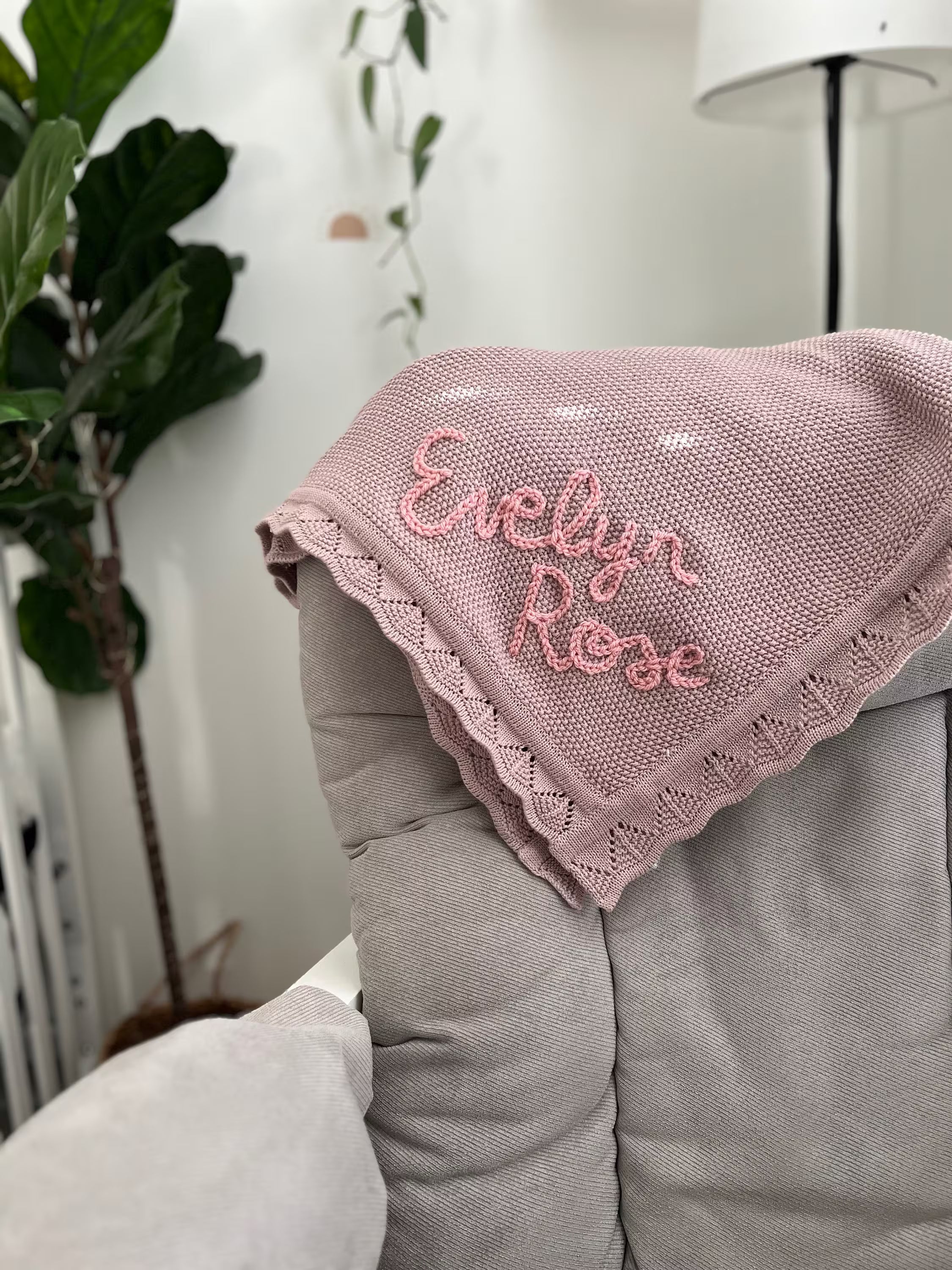Custom Hand Embroidered Organic Cotton Blanket