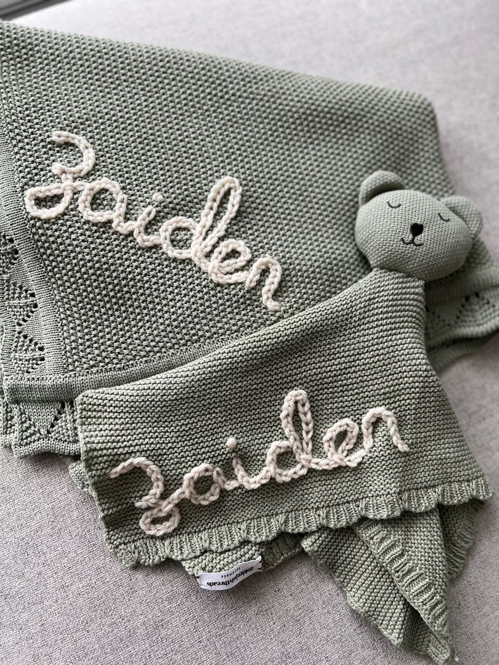 Custom Hand Embroidered Organic Cotton Blanket