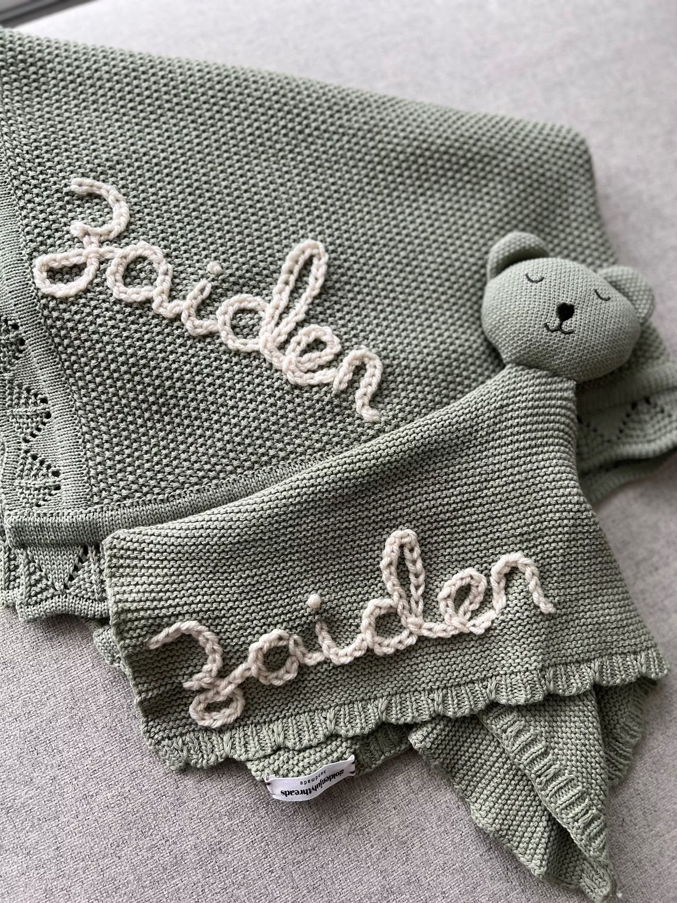 Custom Hand Embroidered Organic Cotton Blanket