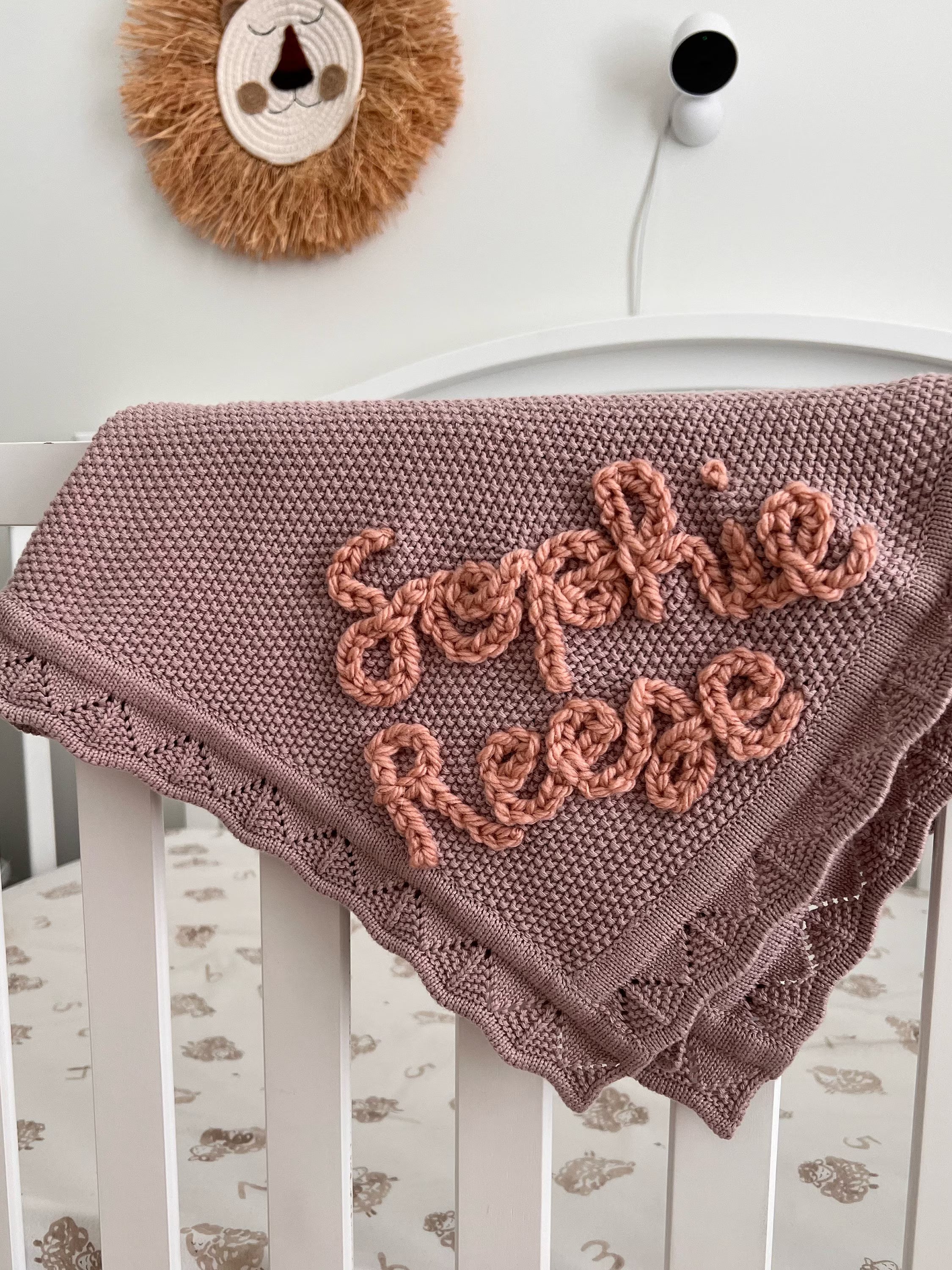 Custom Hand Embroidered Organic Cotton Blanket
