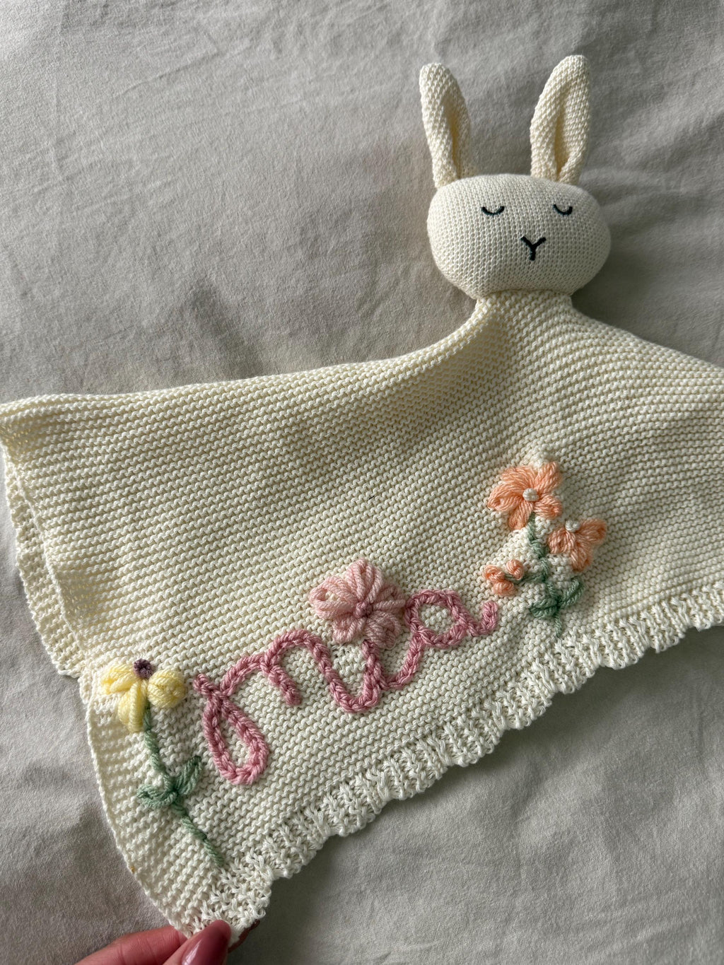 Personalized Custom Hand-Embroidered Knit Lovey