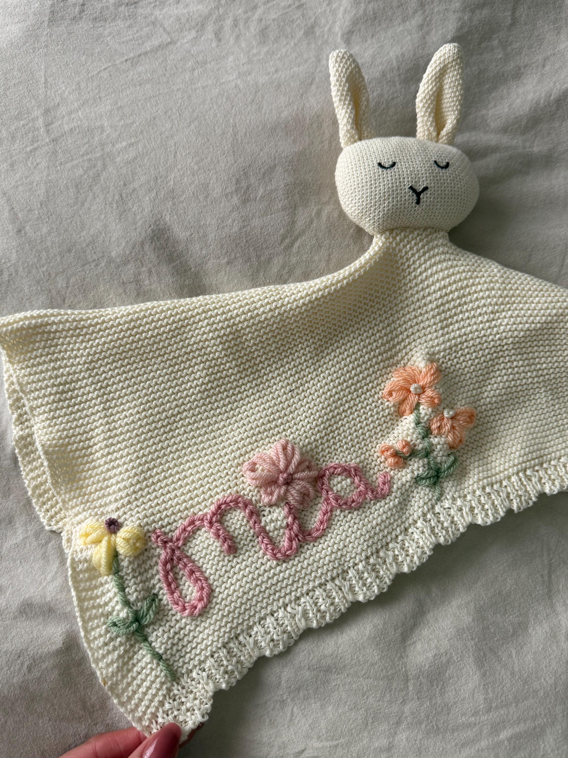 Personalized Custom Hand-Embroidered Knit Lovey