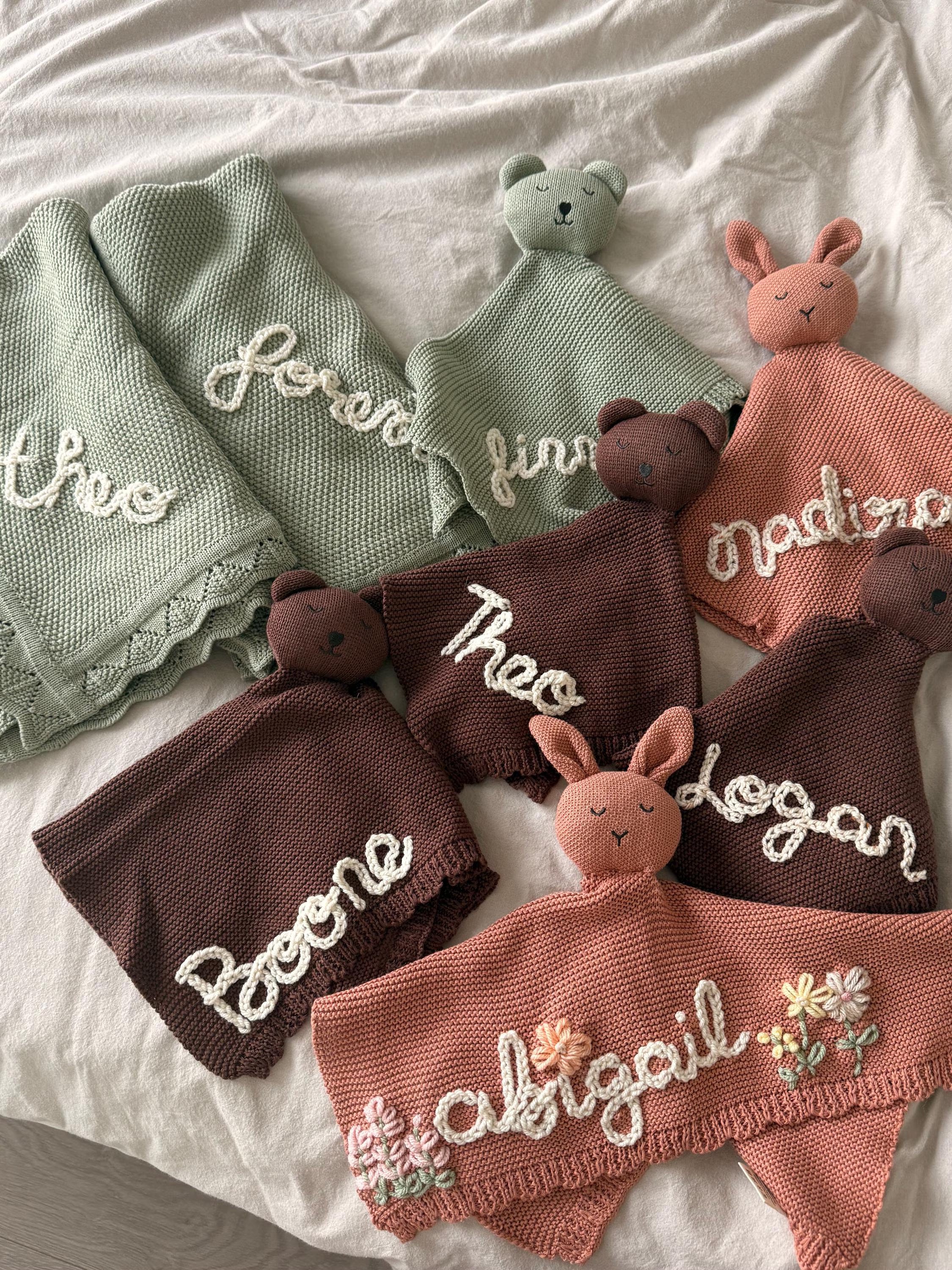 Personalized Custom Hand-Embroidered Knit Lovey
