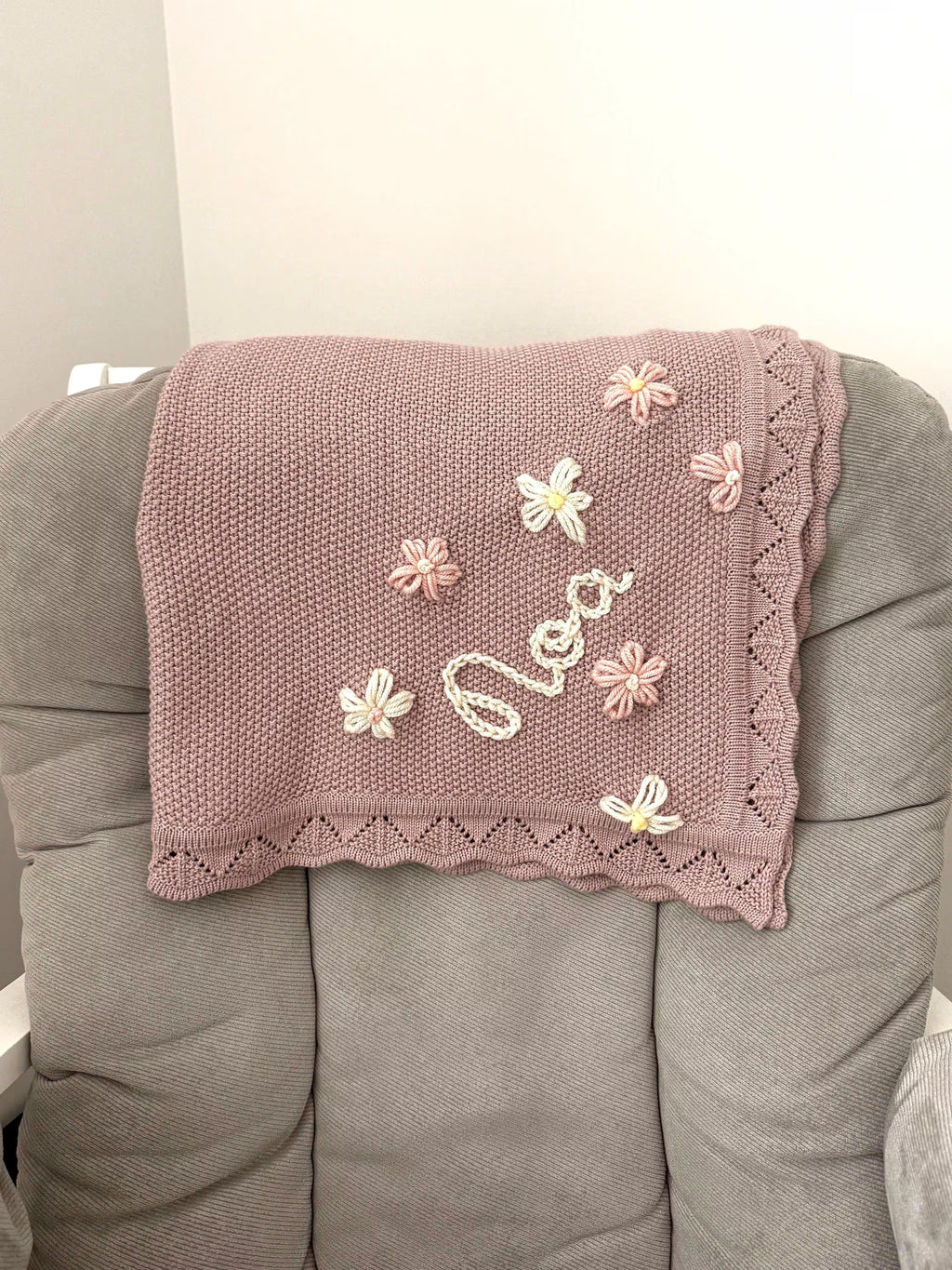 Custom Hand Embroidered Organic Cotton Blanket