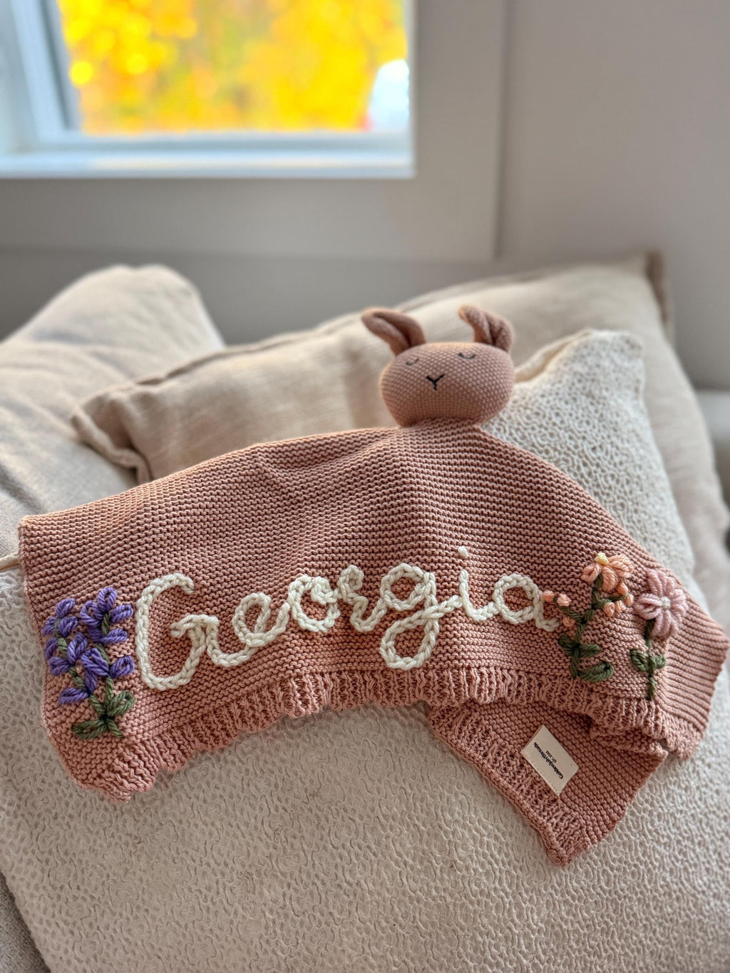 Personalized Custom Hand-Embroidered Knit Lovey