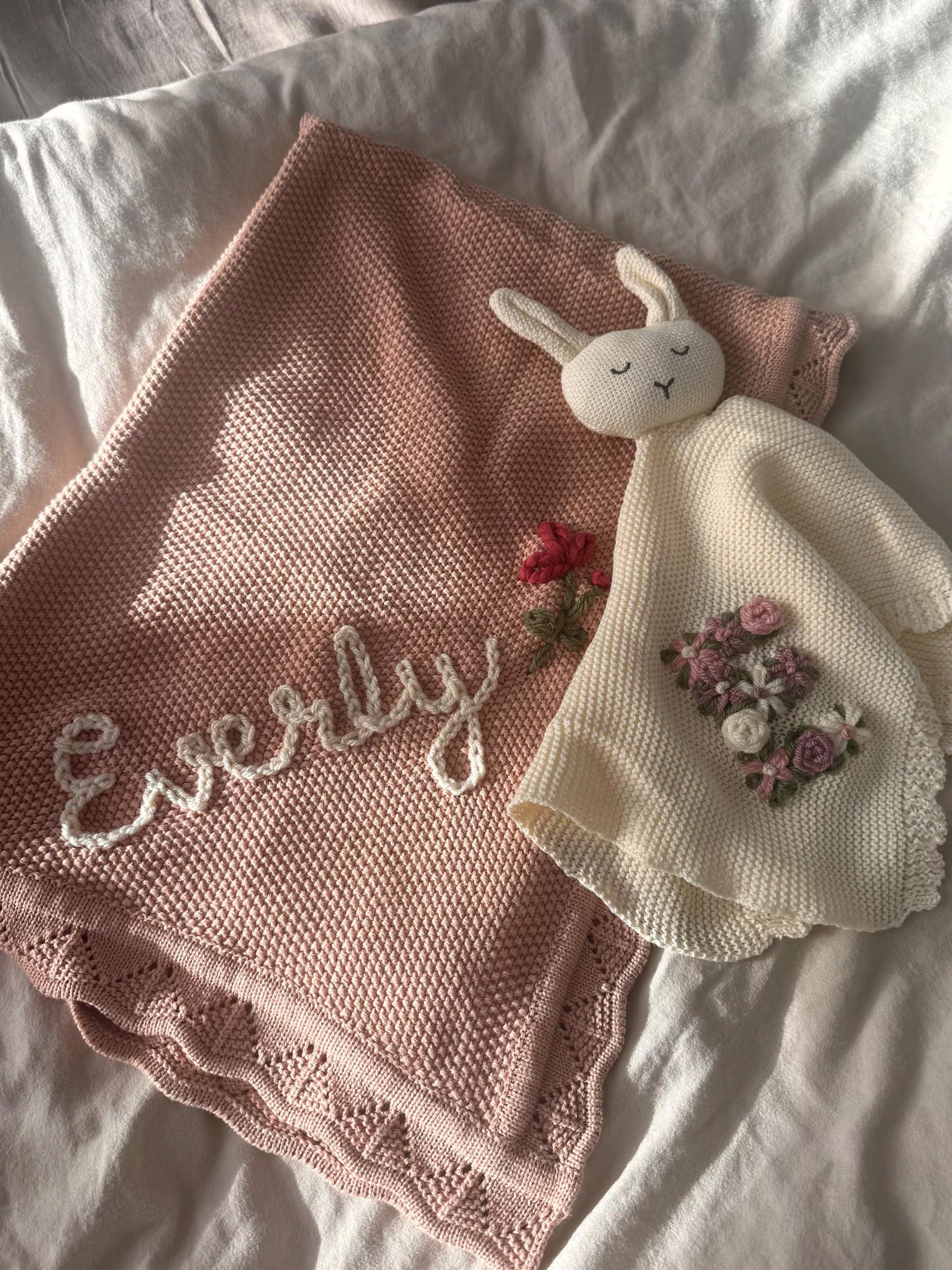 Personalized Custom Hand-Embroidered Knit Lovey