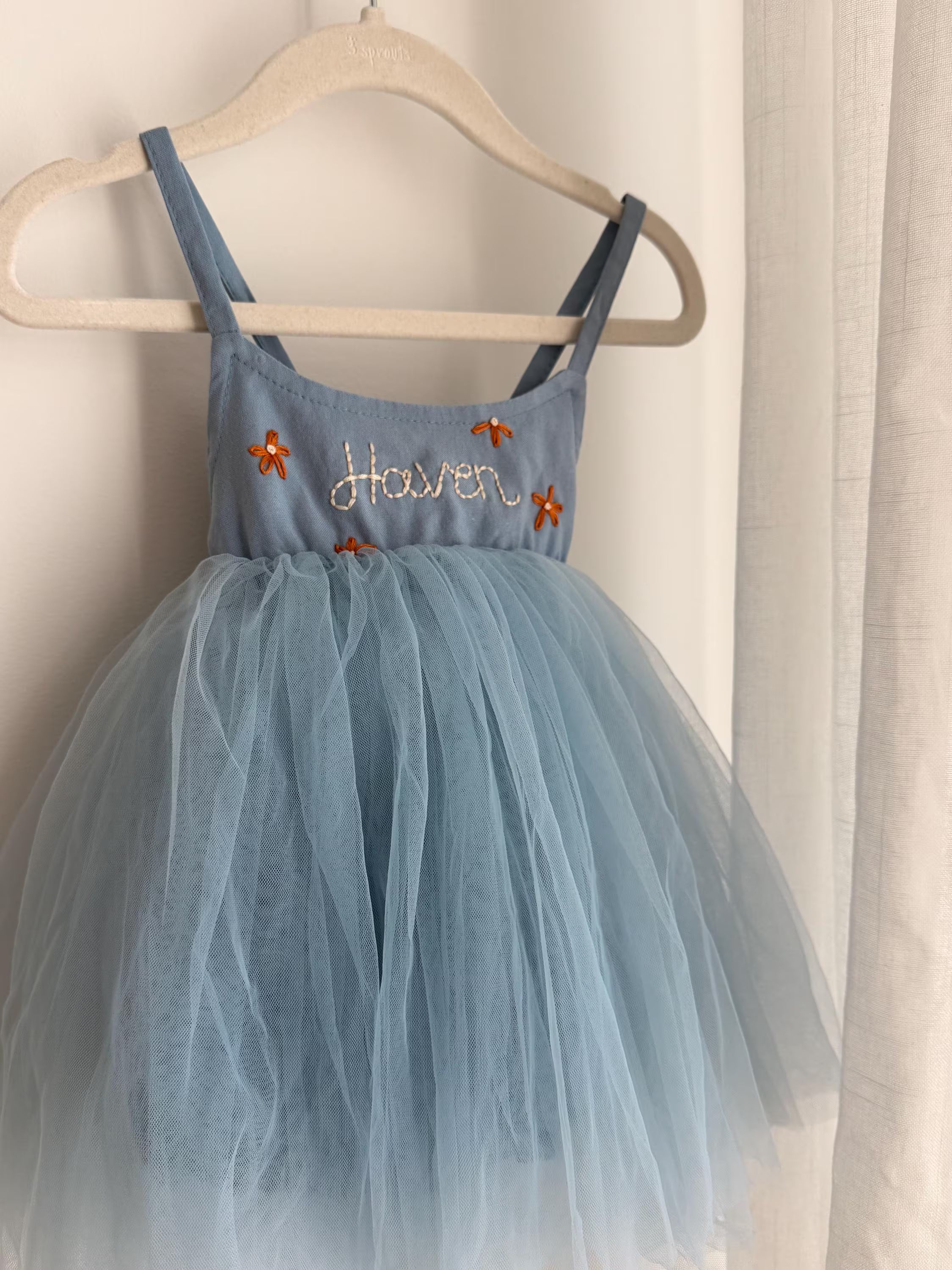 Personalized Hand Embroidered Tulle Dress