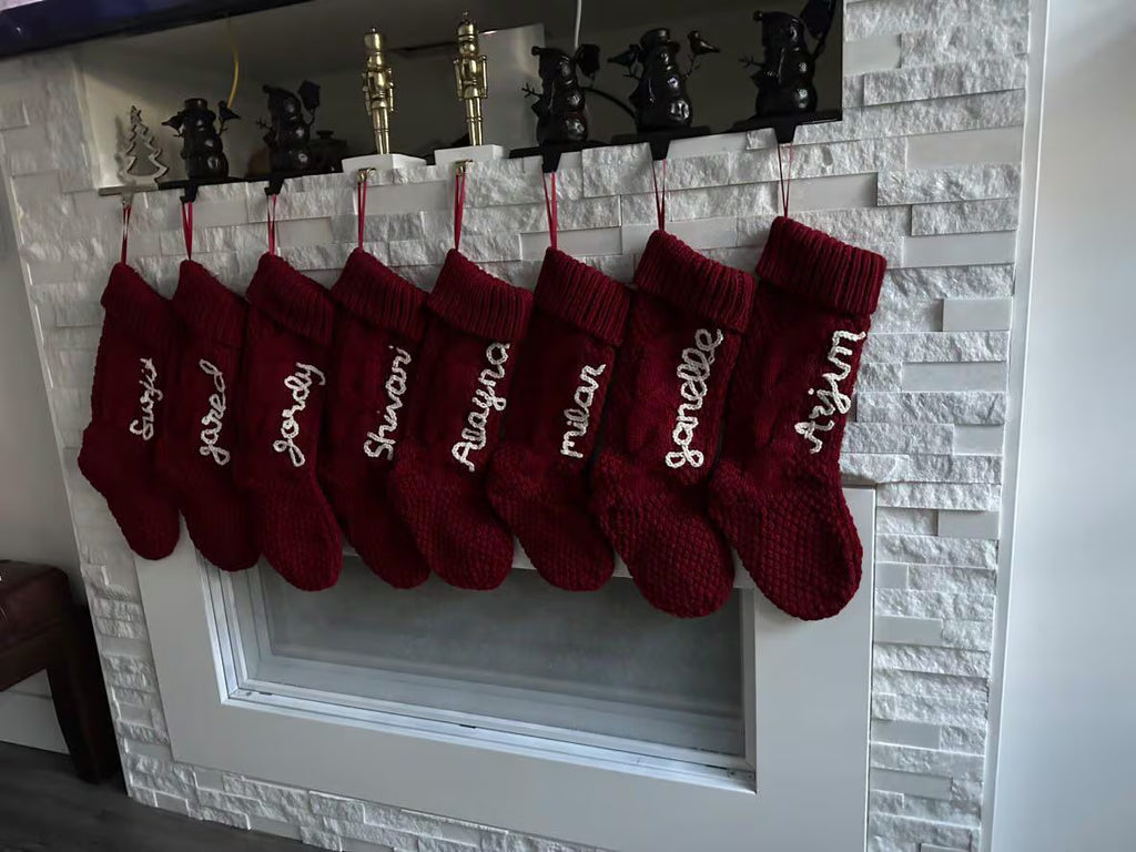 Custom Hand-Embroidered Christmas Stockings