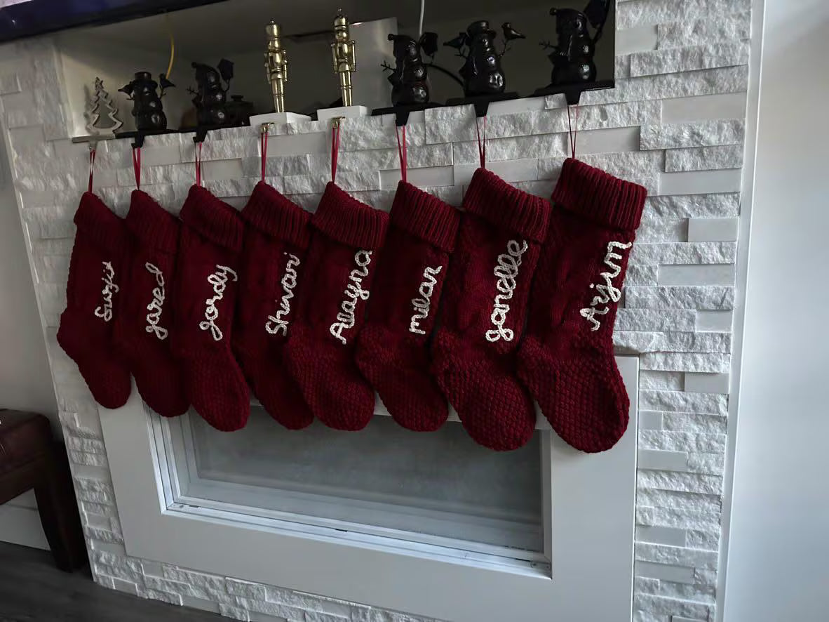 Custom Hand-Embroidered Christmas Stockings