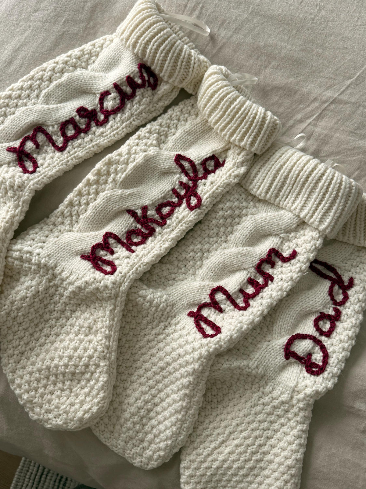 Custom Hand-Embroidered Christmas Stockings