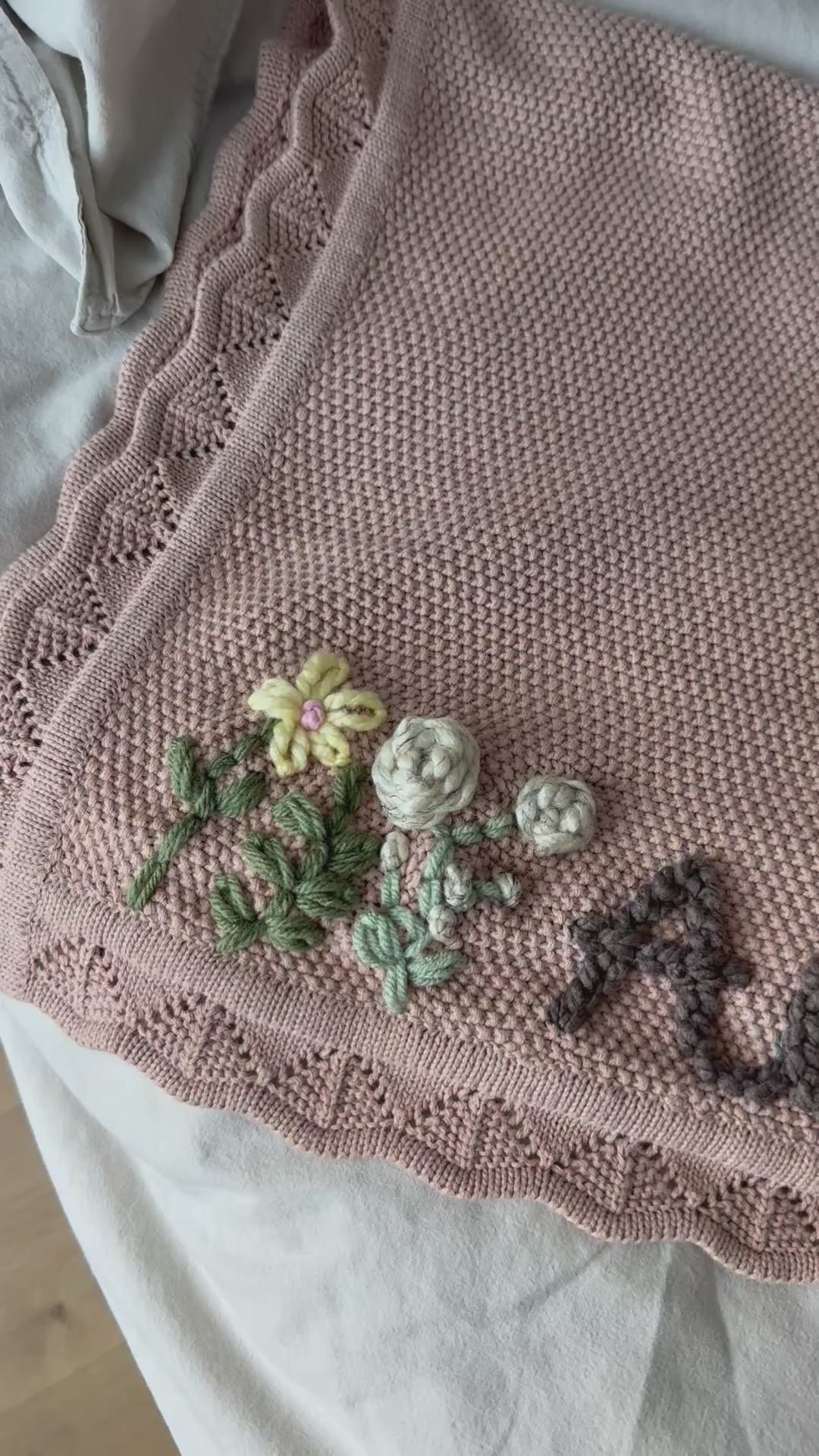 Custom Hand Embroidered Organic Cotton Blanket