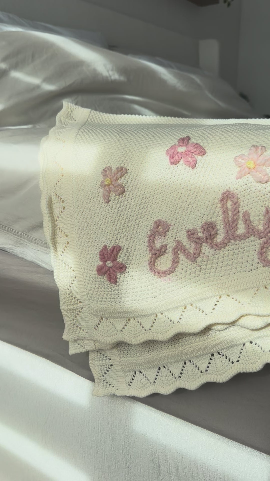 Custom Hand Embroidered Organic Cotton Blanket